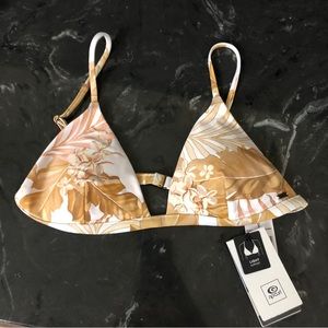 New Rip Curl Bikini Top triangle white floral Small